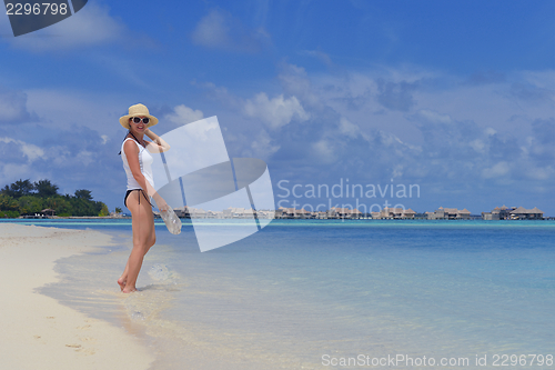 Image of happy woman enjoy  summer time