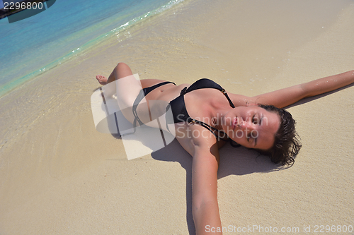 Image of happy woman enjoy  summer time