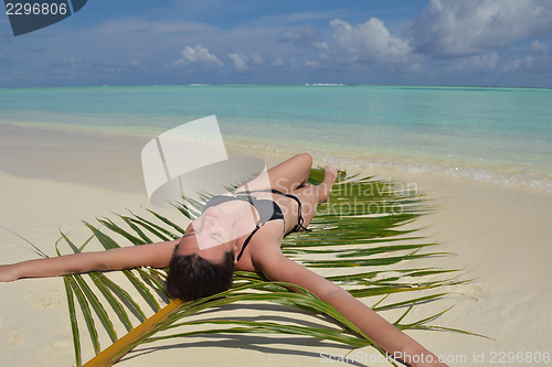 Image of happy woman enjoy  summer time