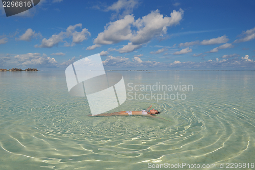 Image of happy woman enjoy  summer time