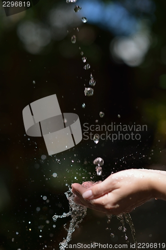 Image of water stream on woman hand