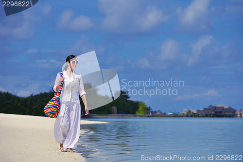 Image of happy woman enjoy  summer time