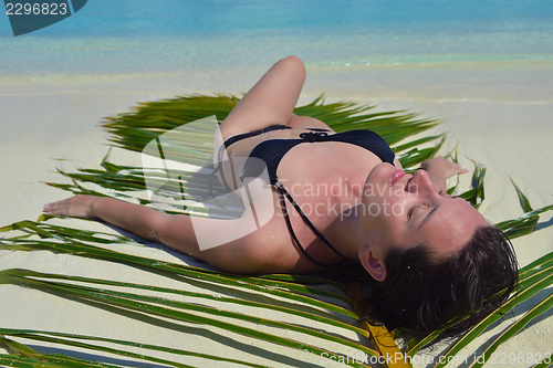 Image of happy woman enjoy  summer time