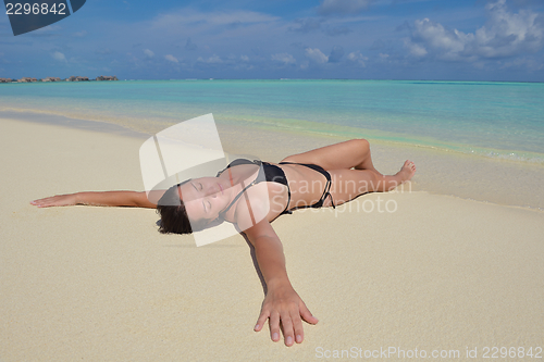 Image of happy woman enjoy  summer time