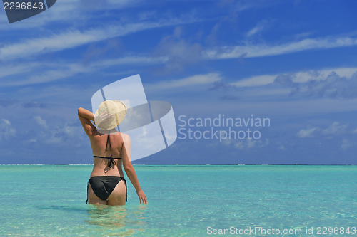Image of happy woman enjoy  summer time