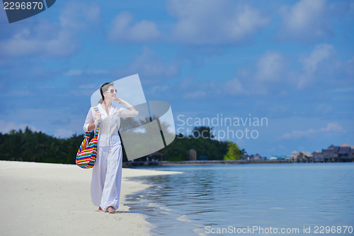 Image of happy woman enjoy  summer time