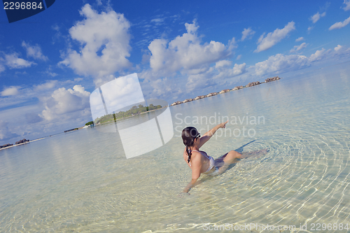 Image of happy woman enjoy  summer time
