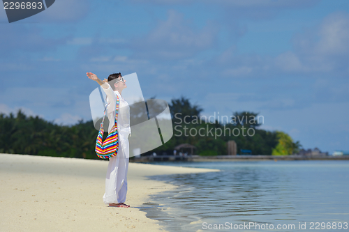 Image of happy woman enjoy  summer time