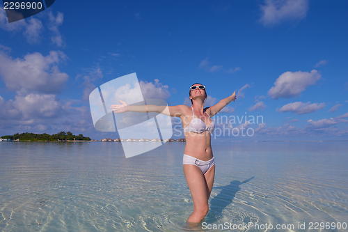 Image of happy woman enjoy  summer time