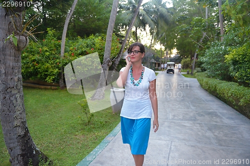 Image of happy woman enjoy  summer time