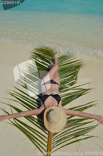 Image of happy woman enjoy  summer time
