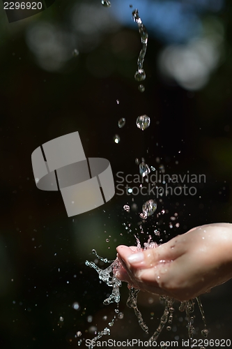 Image of water stream on woman hand