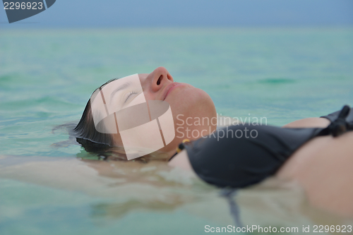 Image of happy woman enjoy  summer time