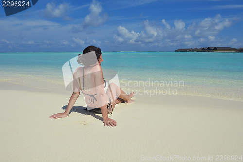 Image of happy woman enjoy  summer time