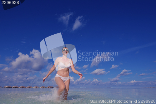 Image of happy woman enjoy  summer time