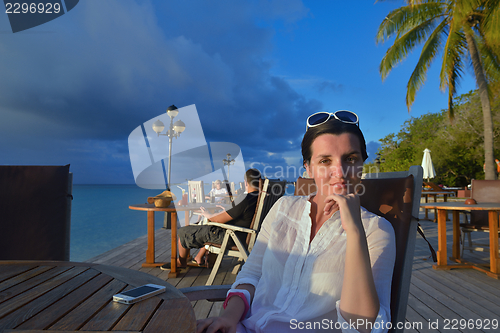 Image of happy woman enjoy  summer time