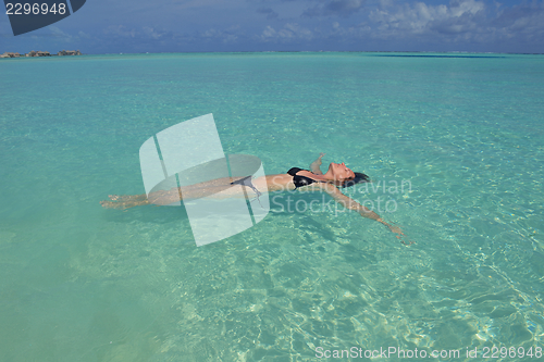 Image of happy woman enjoy  summer time