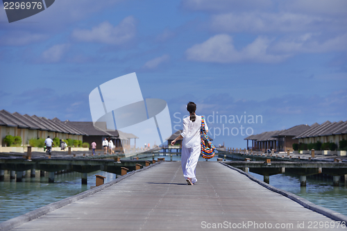Image of happy woman enjoy  summer time