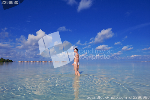 Image of happy woman enjoy  summer time