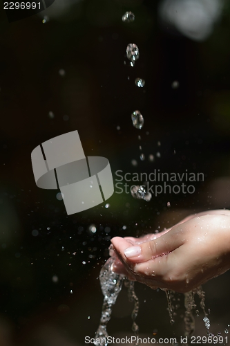Image of water stream on woman hand
