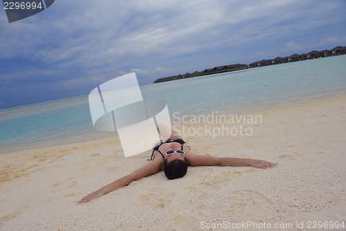 Image of happy woman enjoy  summer time