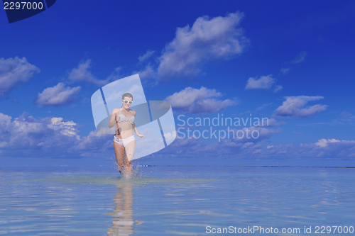 Image of happy woman enjoy  summer time