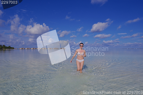 Image of happy woman enjoy  summer time
