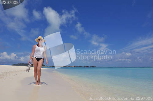 Image of happy woman enjoy  summer time