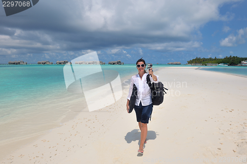 Image of happy woman enjoy  summer time