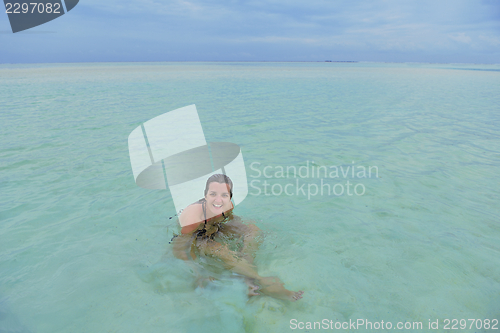 Image of happy woman enjoy  summer time