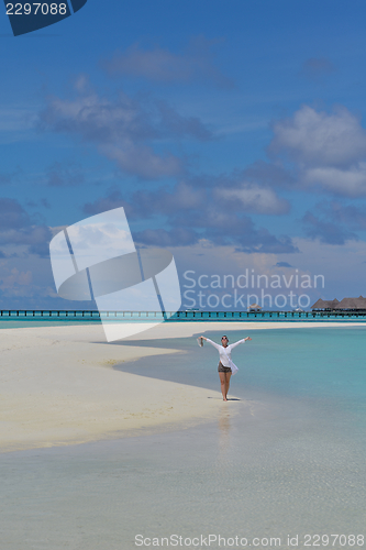 Image of happy woman enjoy  summer time