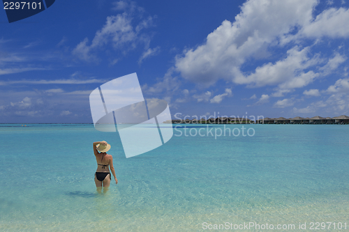 Image of happy woman enjoy  summer time