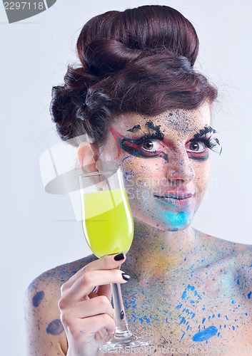 Image of Beautiful Woman with  Luxury Makeup