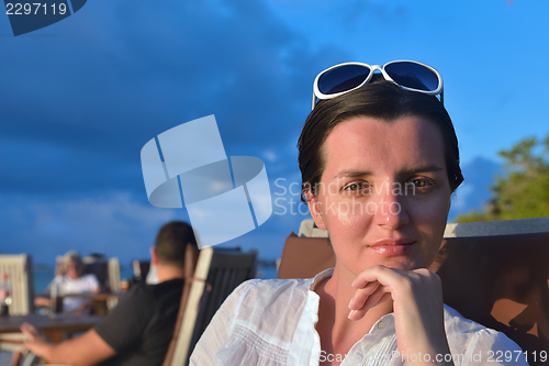Image of happy woman enjoy  summer time