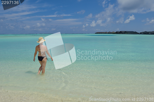 Image of happy woman enjoy  summer time