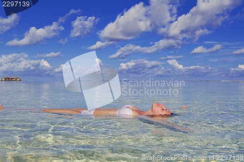 Image of happy woman enjoy  summer time