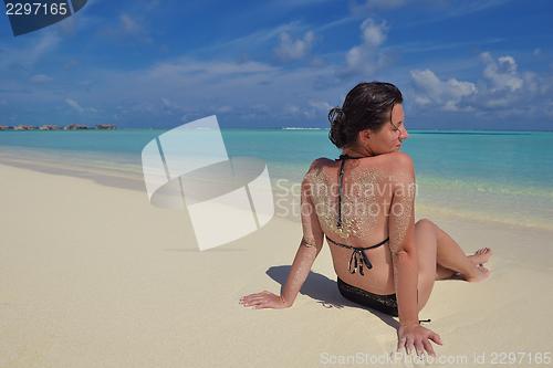 Image of happy woman enjoy  summer time