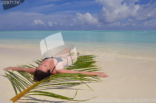 Image of happy woman enjoy  summer time