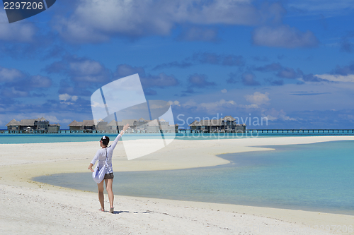 Image of happy woman enjoy  summer time
