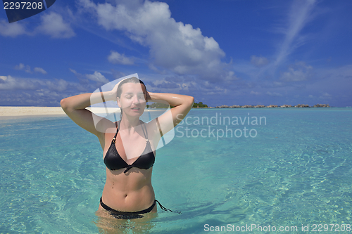 Image of happy woman enjoy  summer time