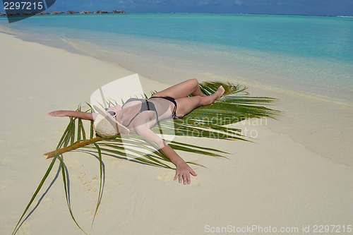 Image of happy woman enjoy  summer time