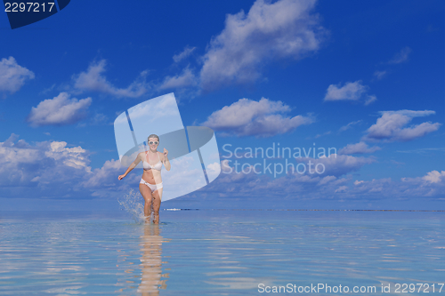 Image of happy woman enjoy  summer time