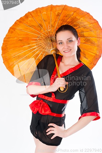 Image of beautiful woman in japanese kimono