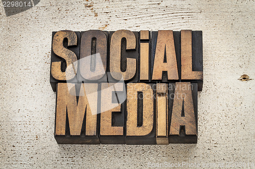 Image of social media in wood type