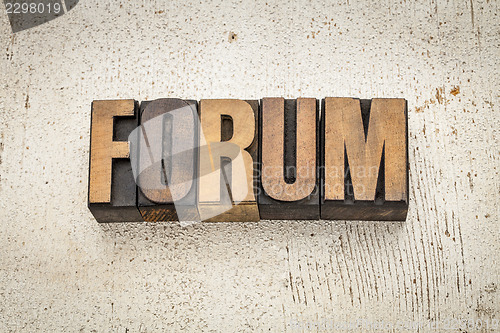 Image of forum word in wood type