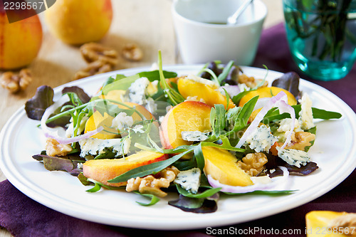 Image of Peach with Blue cheese and Rocket salad