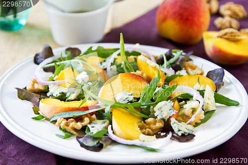 Image of Peach with Blue cheese and Rocket salad