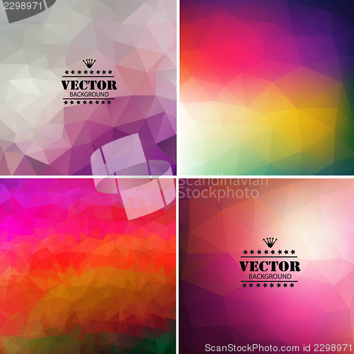 Image of Set of four colorful abstract geometric background