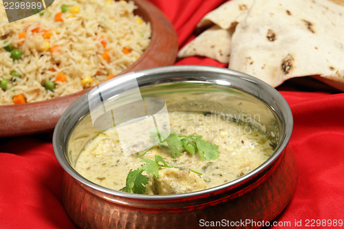 Image of Fish curry with rice and chappatis