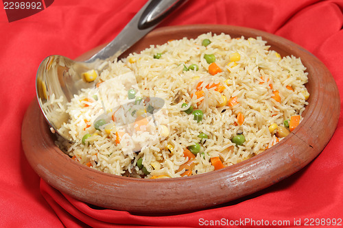 Image of Veg pulao rice in clay bowl